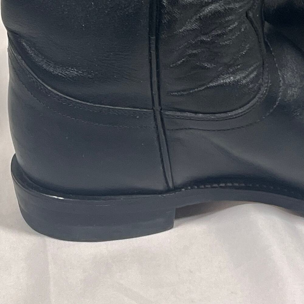 Justin Black Leather Roper Cowboy Boots Women's 6.5 L3703 Round Toe Western - Picture 13 of 16